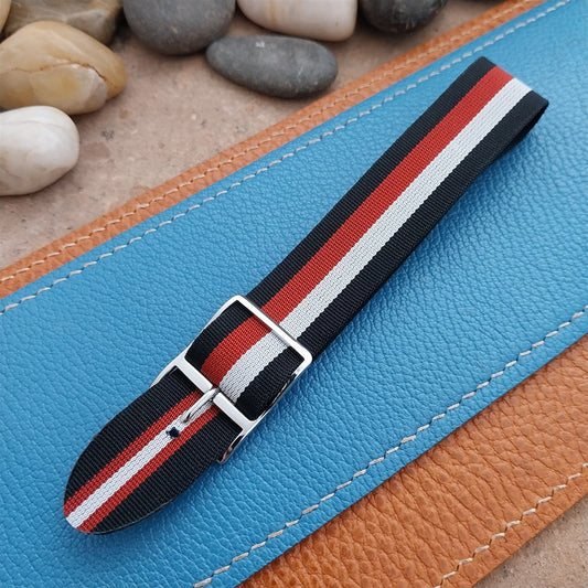 Vintage 18mm Striped Perlon Reversible Classic 1960s Single Pass Watch Strap