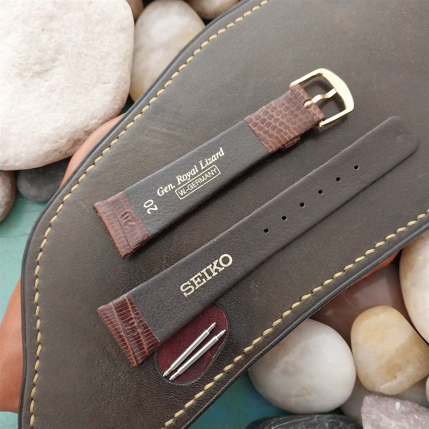 Seiko 20mm Lizard Strap & Signed Buckle Unused Vintage Watch Band