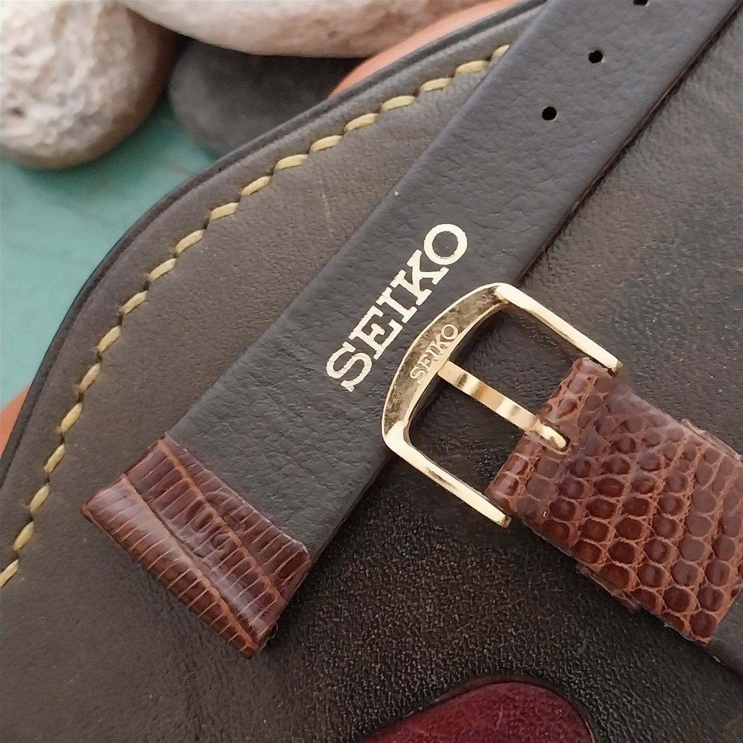 Seiko 20mm Lizard Strap & Signed Buckle Unused Vintage Watch Band