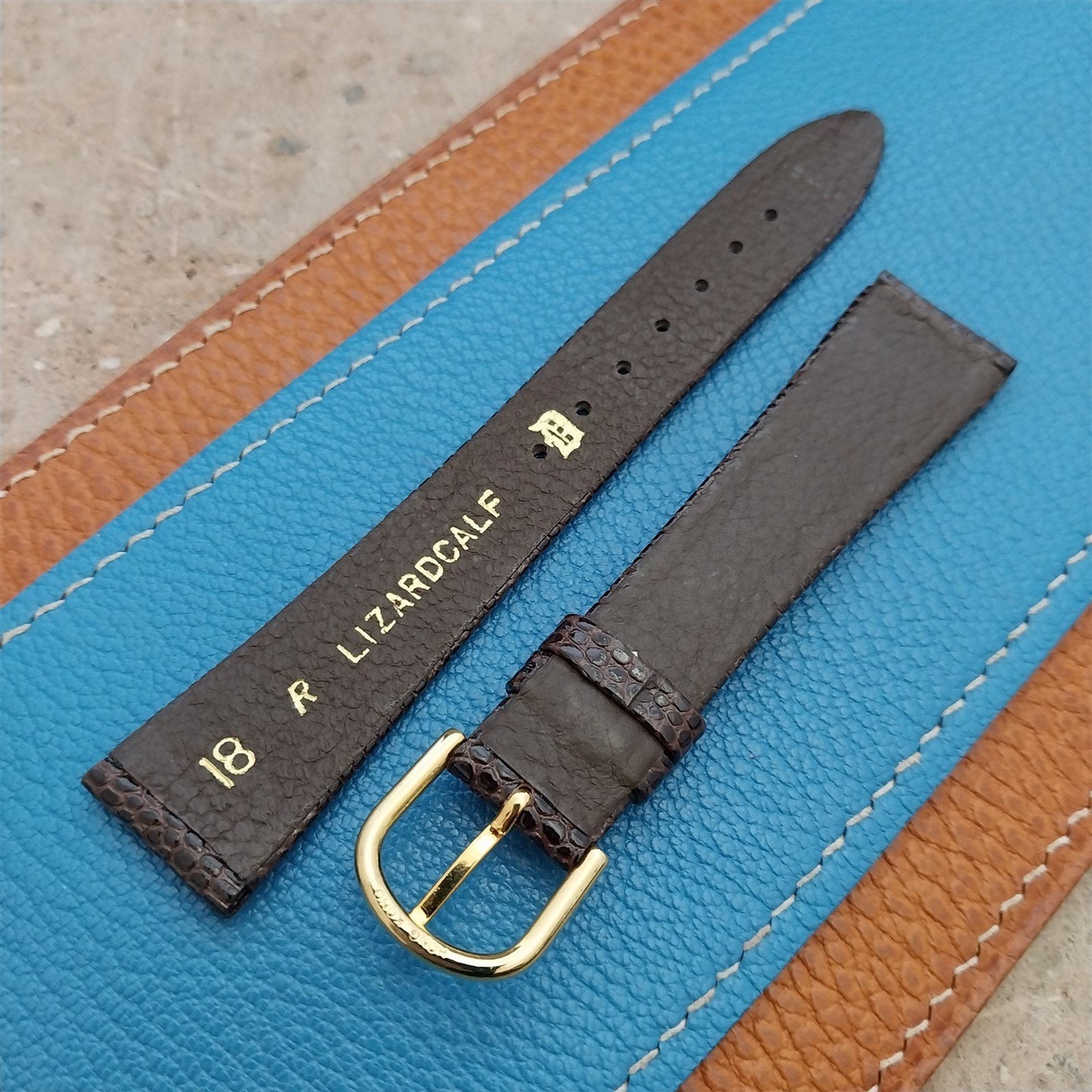 18mm Downing Brown Lizard Calf Tapered nos Unused Vintage Watch Strap