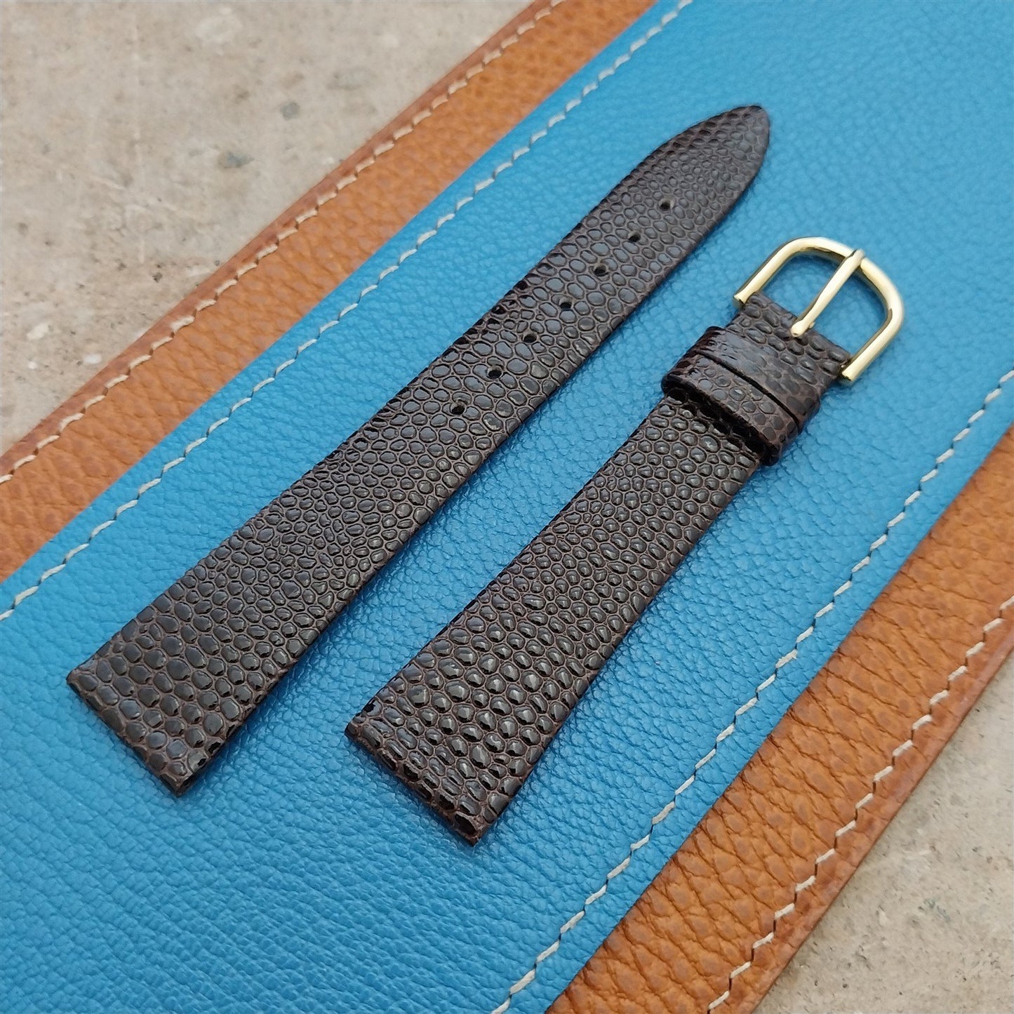18mm Downing Brown Lizard Calf Tapered nos Unused Vintage Watch Strap