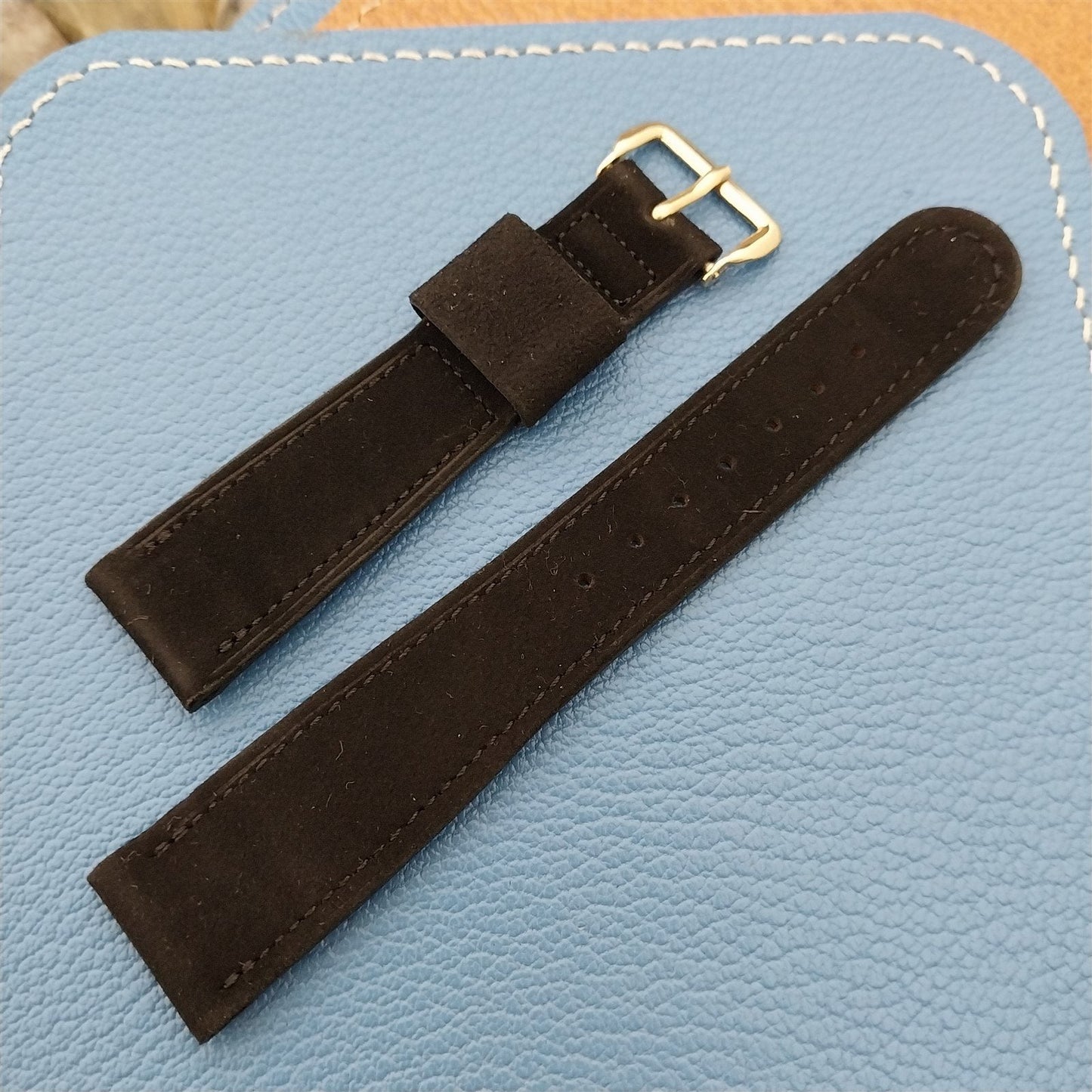 3/4" 19mm Black Suede Tapered nos Unused 1950s Vintage Watch Band