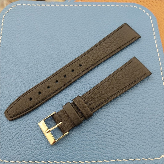 17.2mm Croton Black Leather Hirsch nos Unused Vintage Watch Band