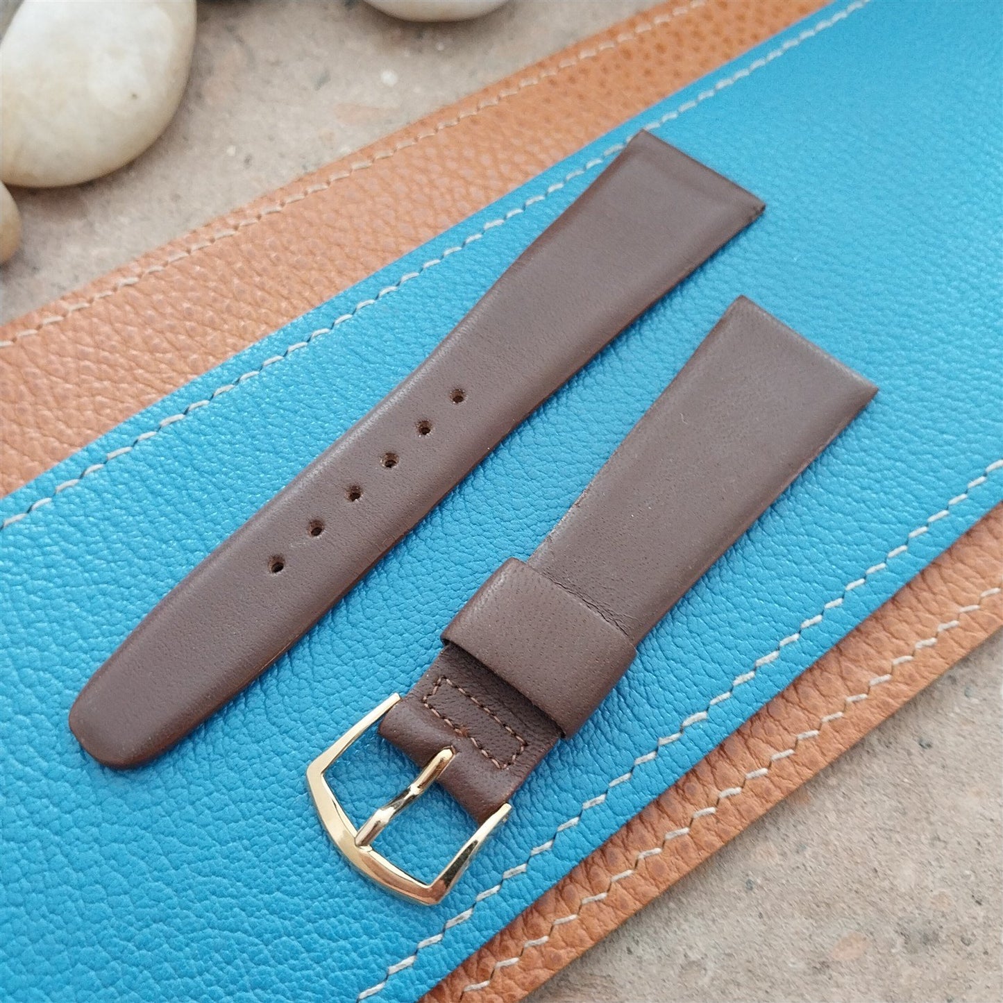 22mm Speidel Brown Leather nos Unused Classic Tapered 1970s Vintage Watch Strap