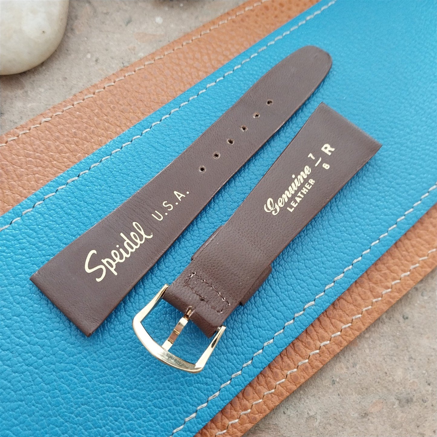 22mm Speidel Brown Leather nos Unused Classic Tapered 1970s Vintage Watch Strap