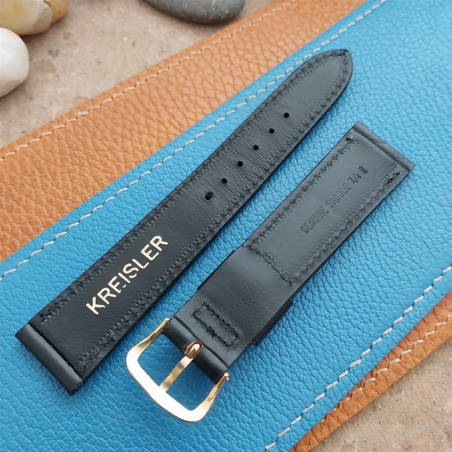 19mm Kreisler Saddle Tapered Single-Keeper nos Unused 1970s Vintage Watch Strap