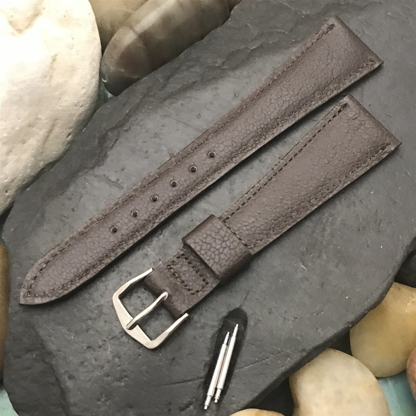 19mm Hadley Roma Brown Calfskin Tapered 19/13mm Unused nos Vintage Watch Band