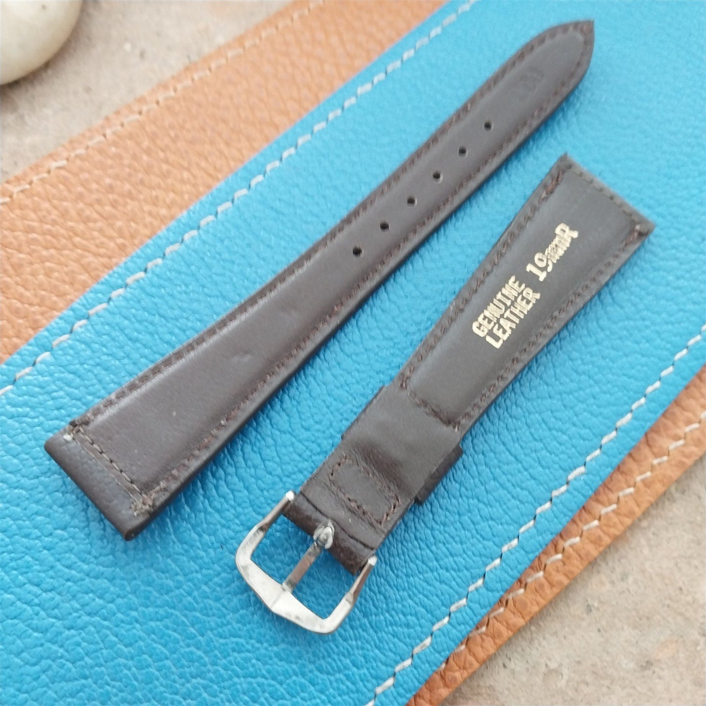 Vintage 19mm Hadley Roma Brown Calfskin Classic Tapered NOS Unused Watch Strap