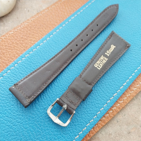 Vintage 19mm Hadley Roma Brown Calfskin Classic Tapered NOS Unused Watch Strap