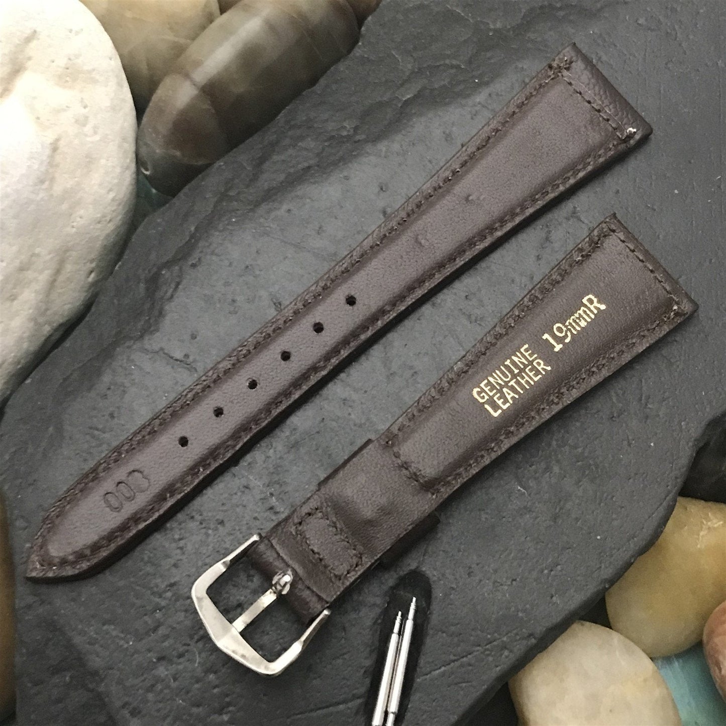 19mm Hadley Roma Brown Calfskin Tapered 19/13mm Unused nos Vintage Watch Band