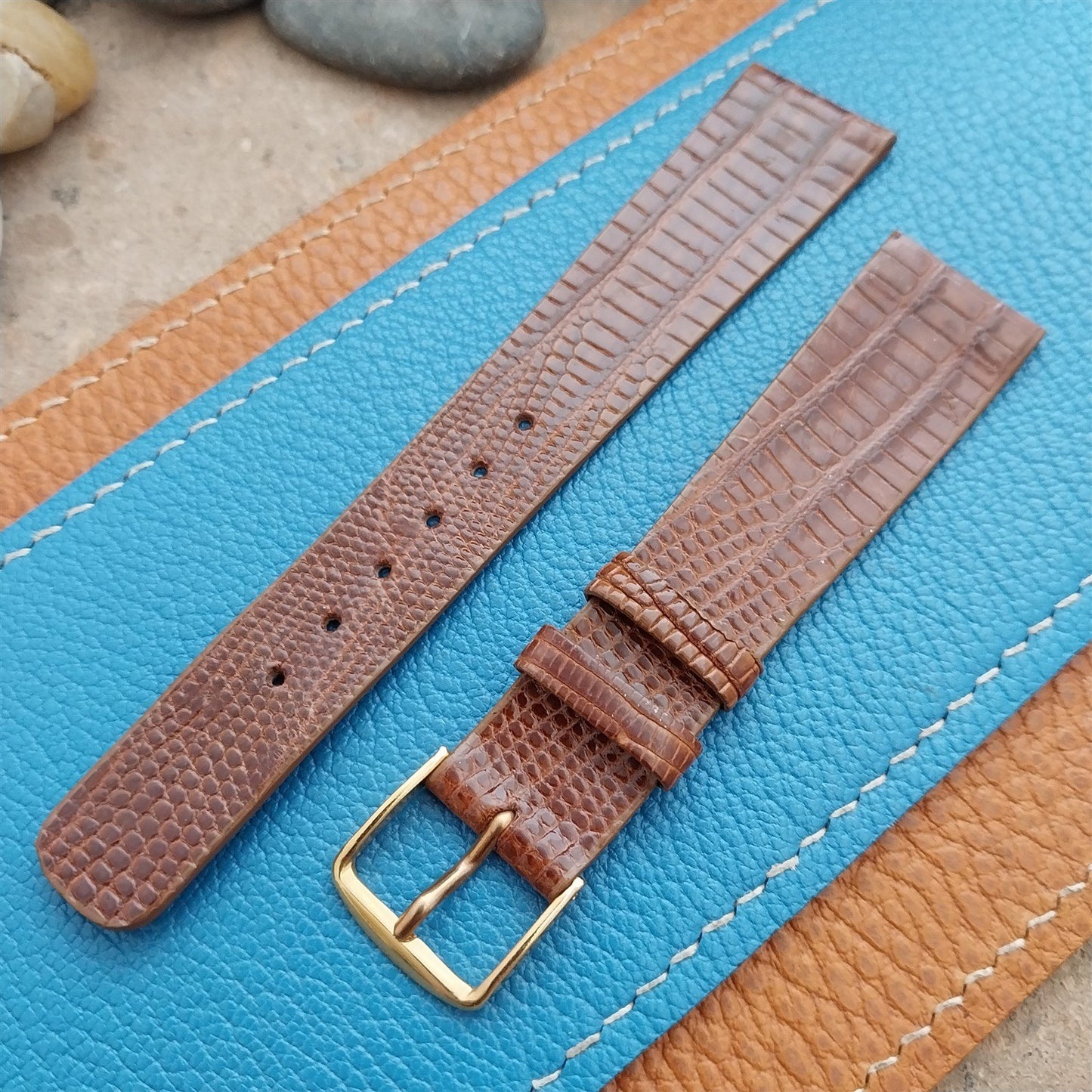 Vintage 19mm Hadley Roma 819 Thin Tapered Lizard Unused nos Classic Watch Strap