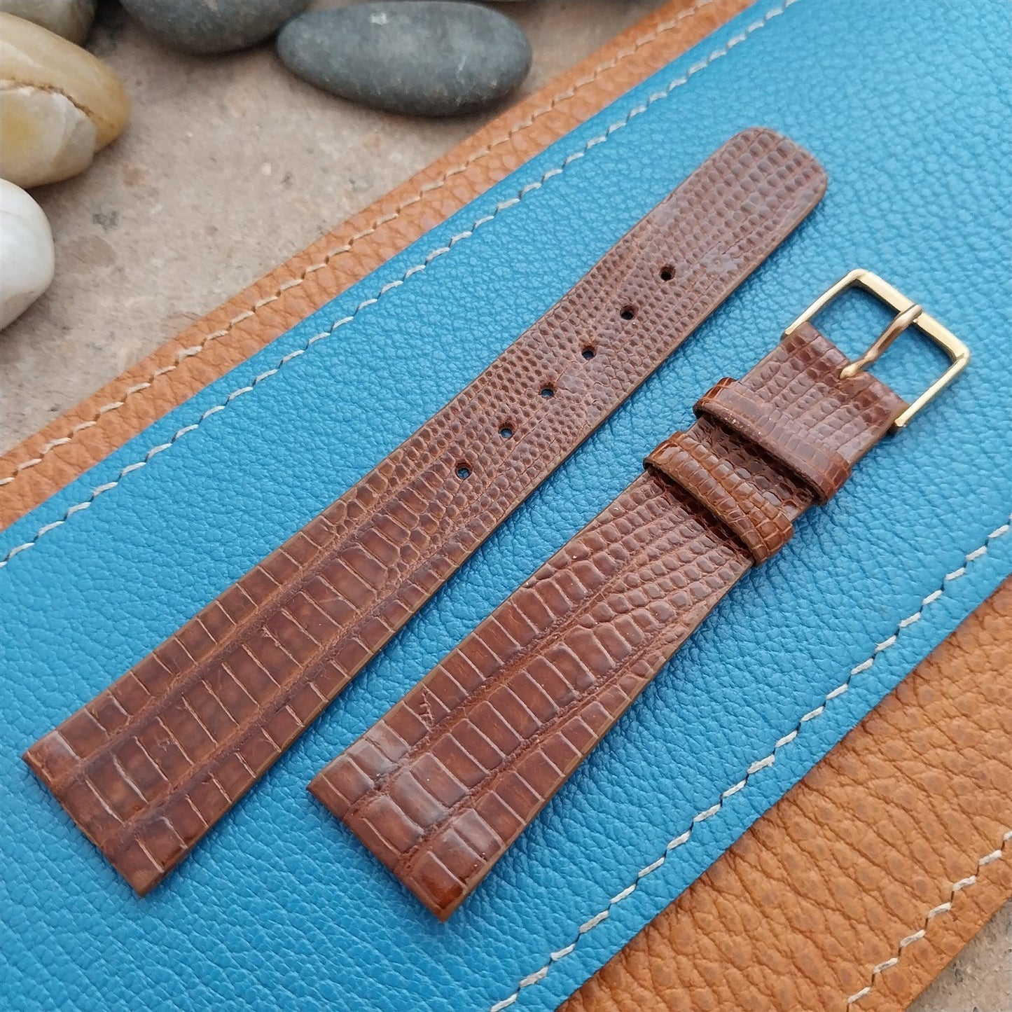 Vintage 19mm Hadley Roma 819 Thin Tapered Lizard Unused nos Classic Watch Strap