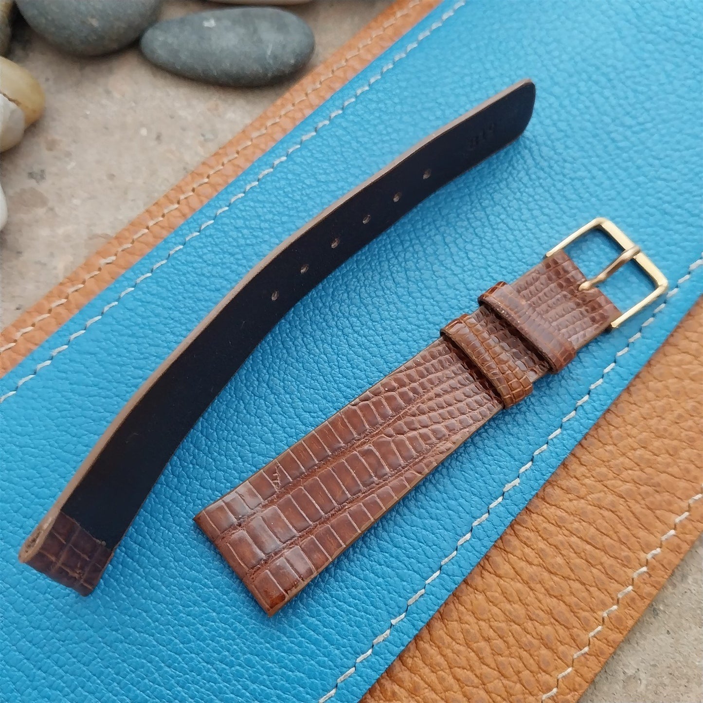 Vintage 19mm Hadley Roma 819 Thin Tapered Lizard Unused nos Classic Watch Strap