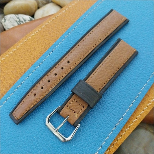 Vintage JB Champion 18mm Two-Tone Calfskin Leather 1970s Unused nos Watch Band