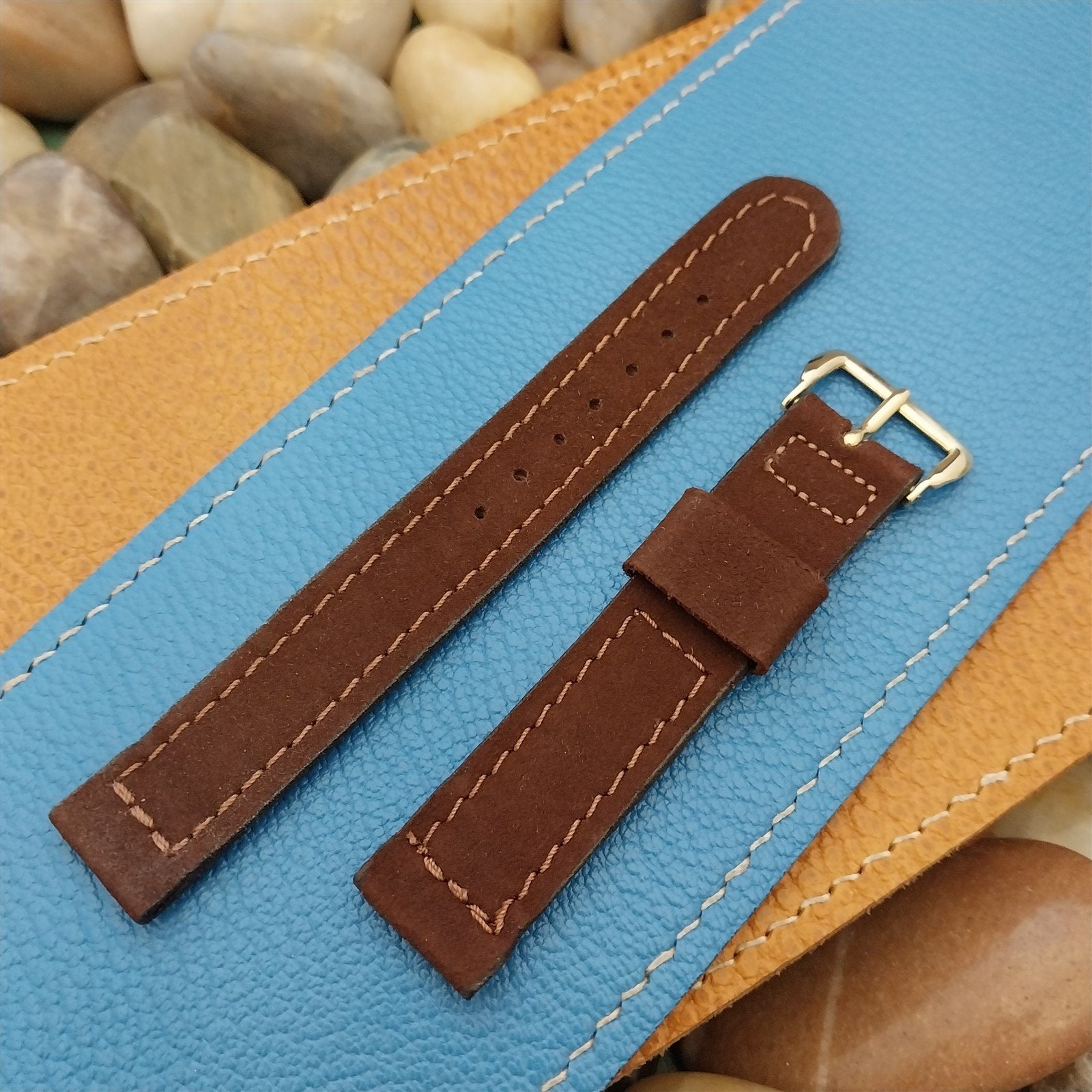 5/8" Gemex Brown Suede Single-Keeper nos Unused 1950s Vintage Watch Band