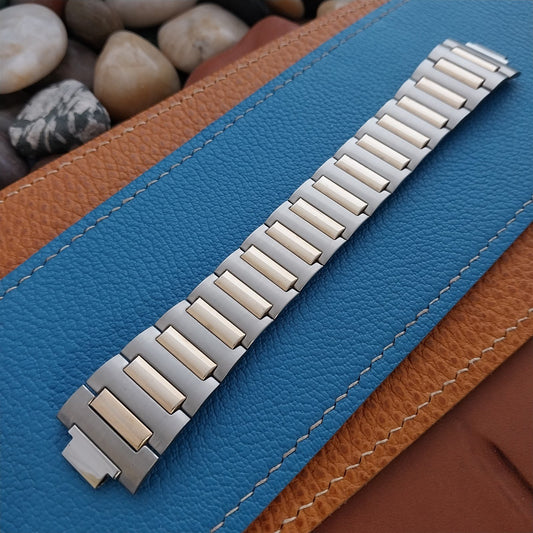 Internal-Lug Speidel Stainless Steel & Gold Wide 1970s nos Vintage Watch Band