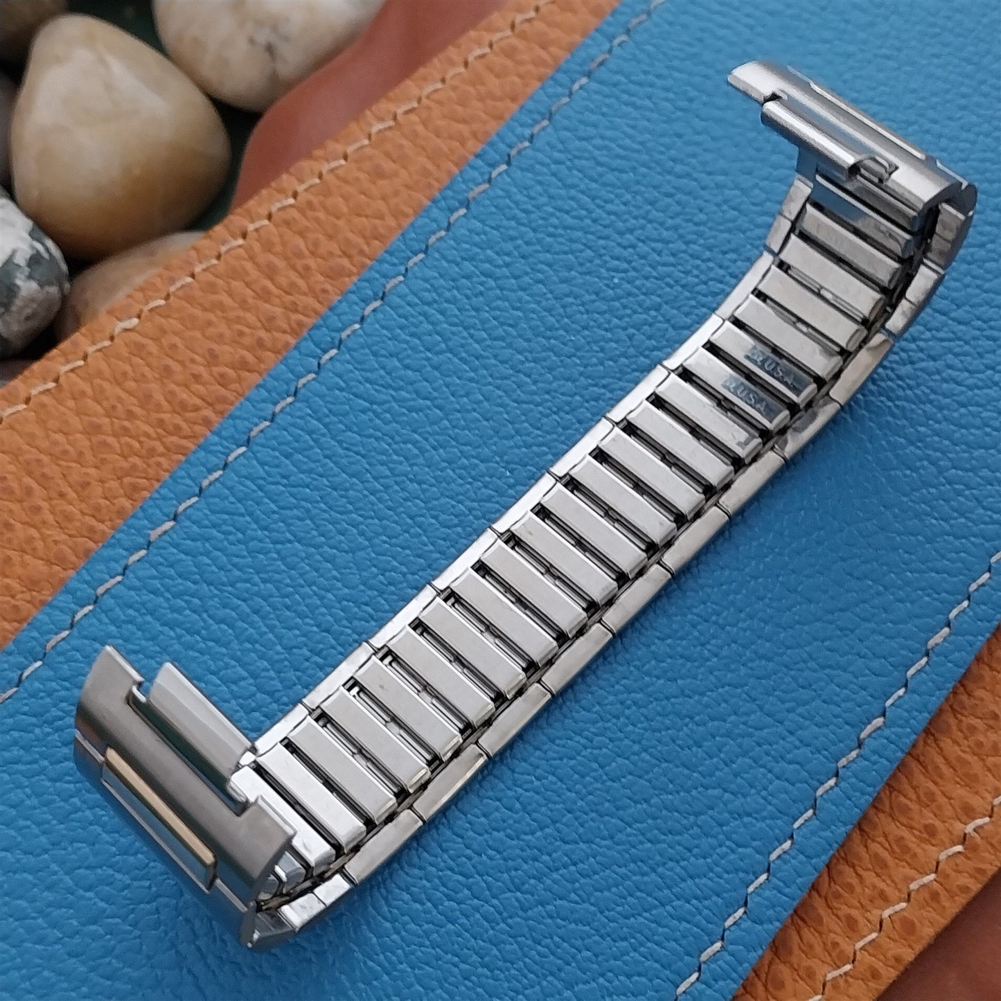Internal-Lug Speidel Stainless Steel & Gold Wide 1970s nos Vintage Watch Band