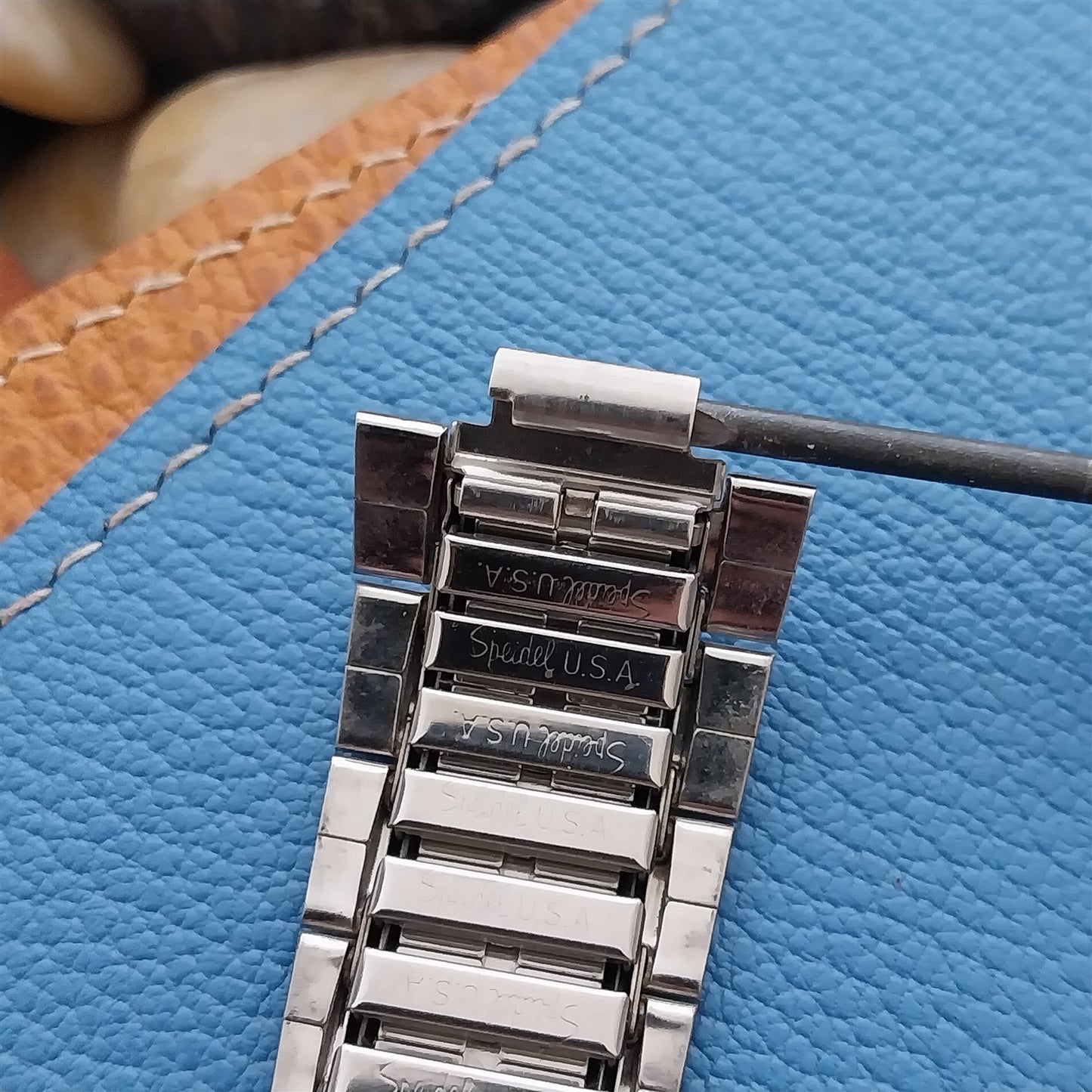 Internal-Lug Speidel Stainless Steel & Gold Wide 1970s nos Vintage Watch Band