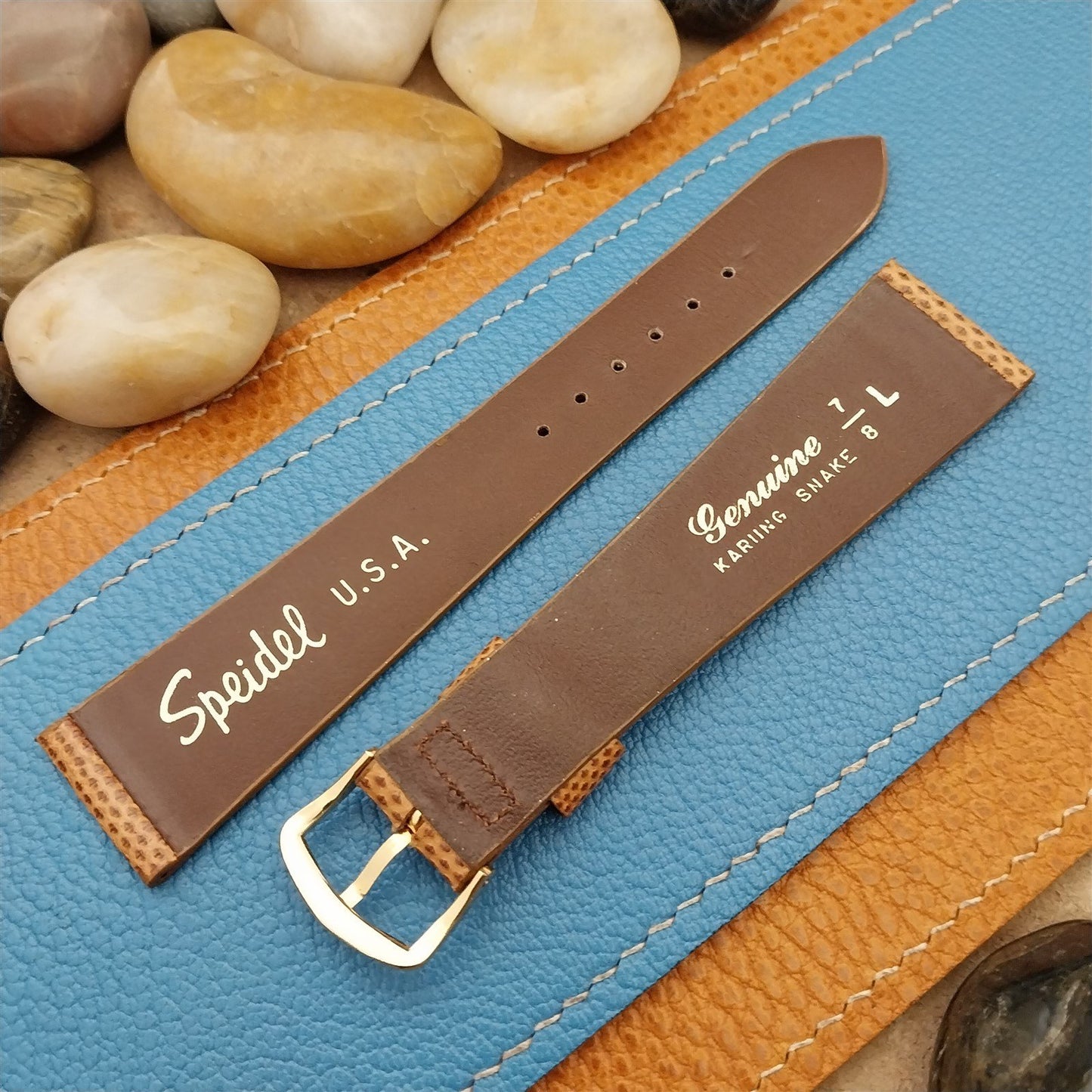 22mm Speidel USA Brown Karung Snake Long nos Vintage Watch Band