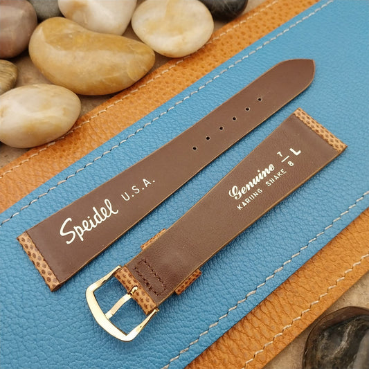 22mm 7/8" Speidel USA Brown Karung Snake Long nos Vintage Watch Band