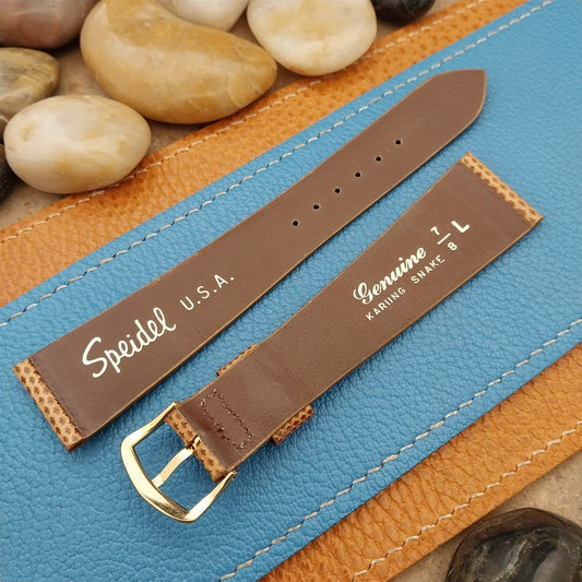 22mm 7/8" Speidel USA Brown Karung Snake Long nos Vintage Watch Band