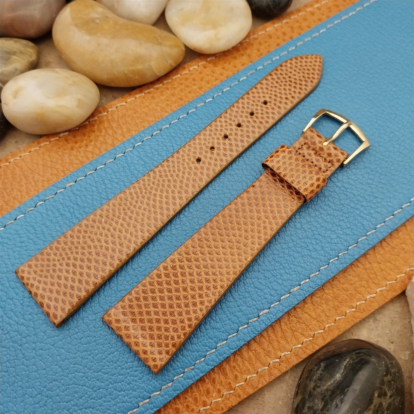 22mm 7/8" Speidel USA Brown Karung Snake Long nos Vintage Watch Band