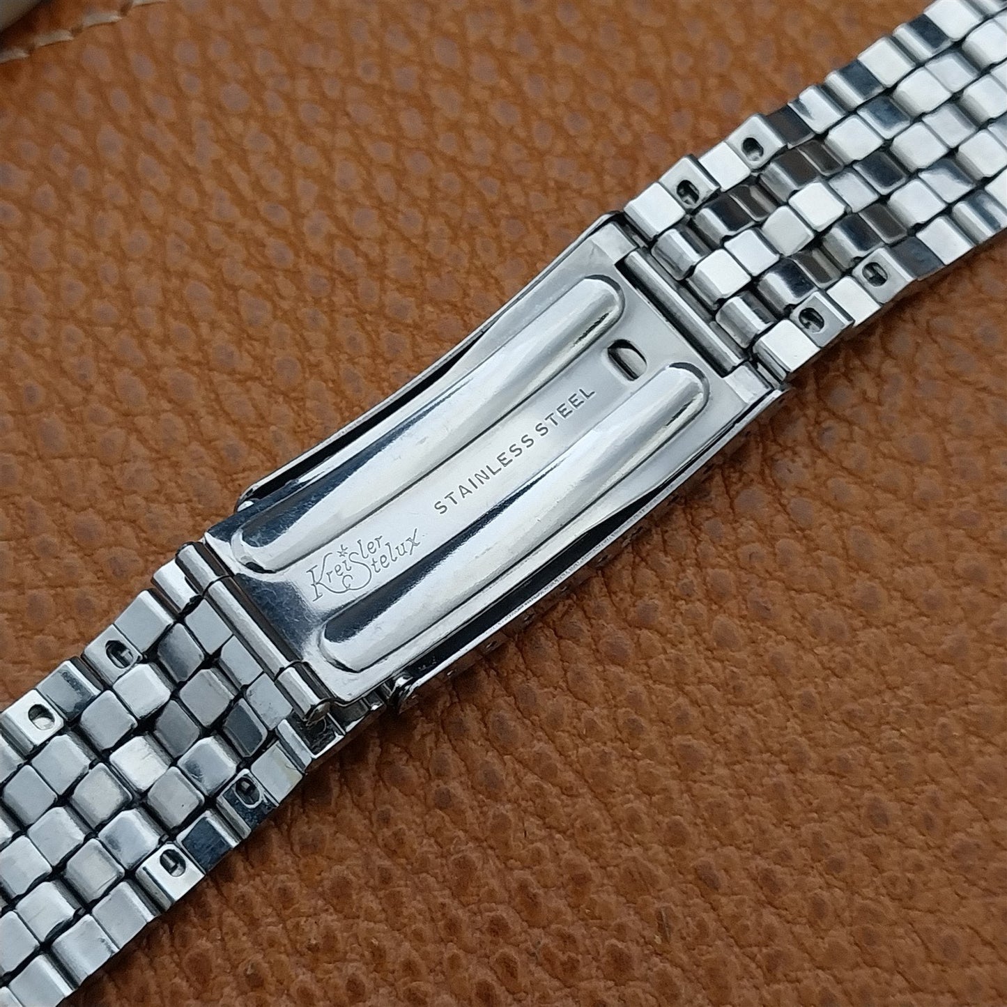 Vintage 19mm 18mm Brick Link Stainless Steel Kreisler Stelux Unused Watch Band