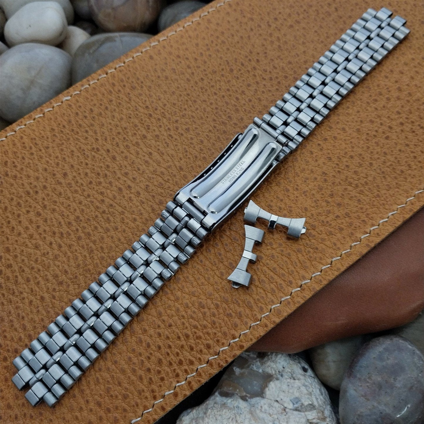 18mm Stainless Steel Long Rice Beads Classic 1960s-70s Unused Vintage Watch Band