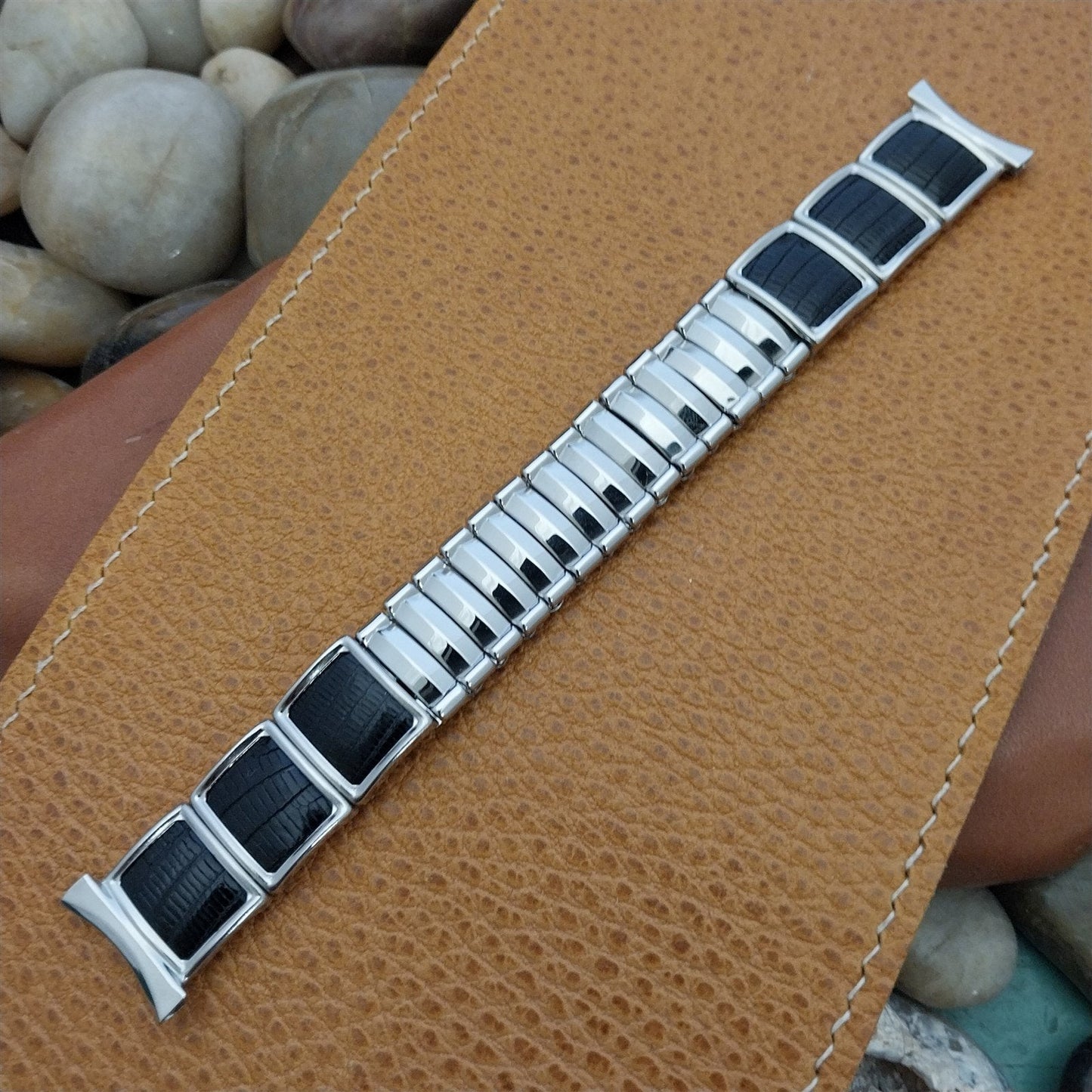 3/4" JB Champion Stainless Steel & Lizard Expansion nos 1950s Vintage Watch Band