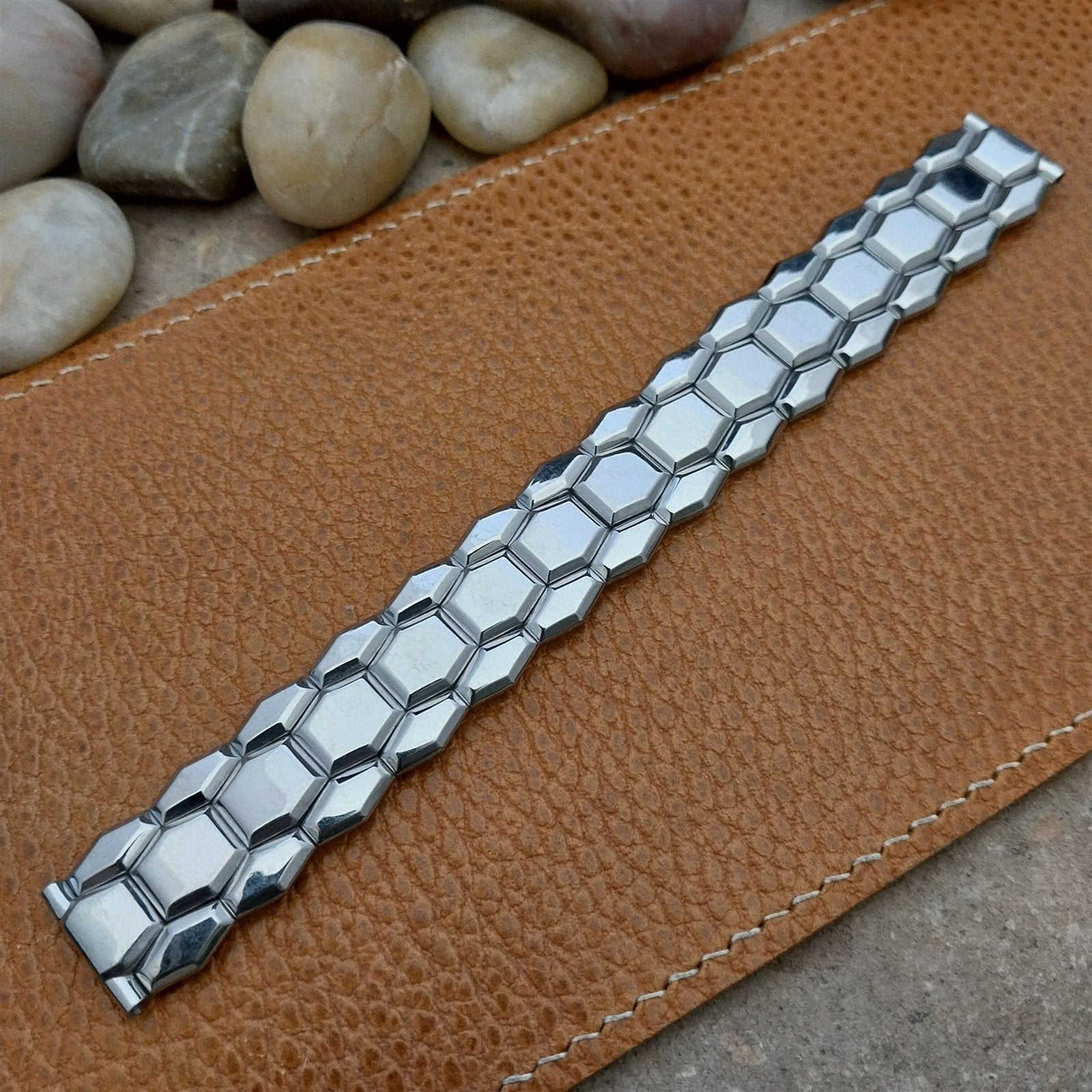 5/8" Bellavance Long Stainless Steel Quadra-Stretch Expansion Vintage Watch Band