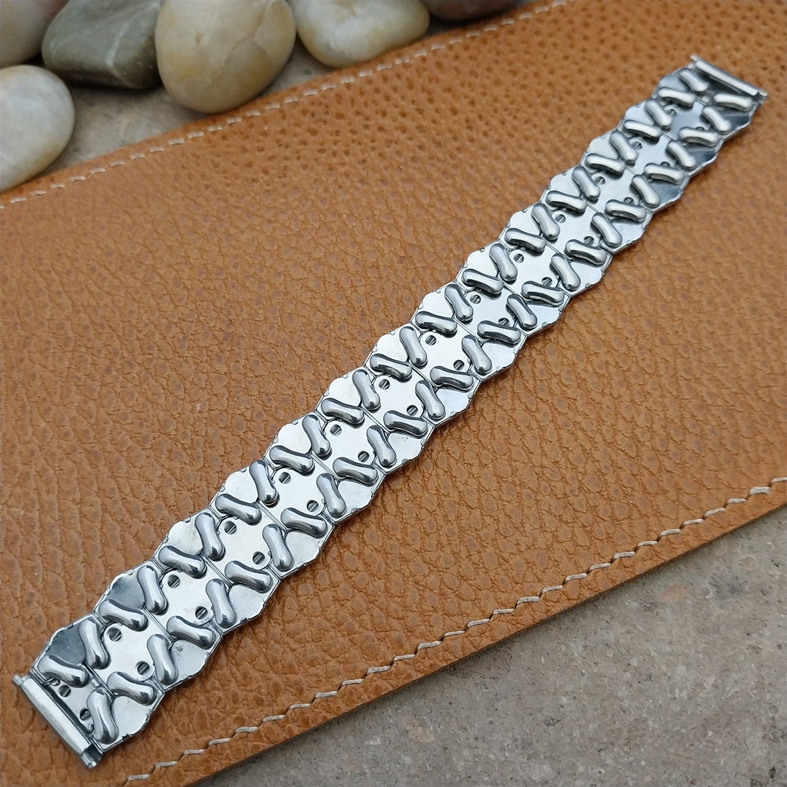 5/8" Bellavance Long Stainless Steel Quadra-Stretch Expansion Vintage Watch Band