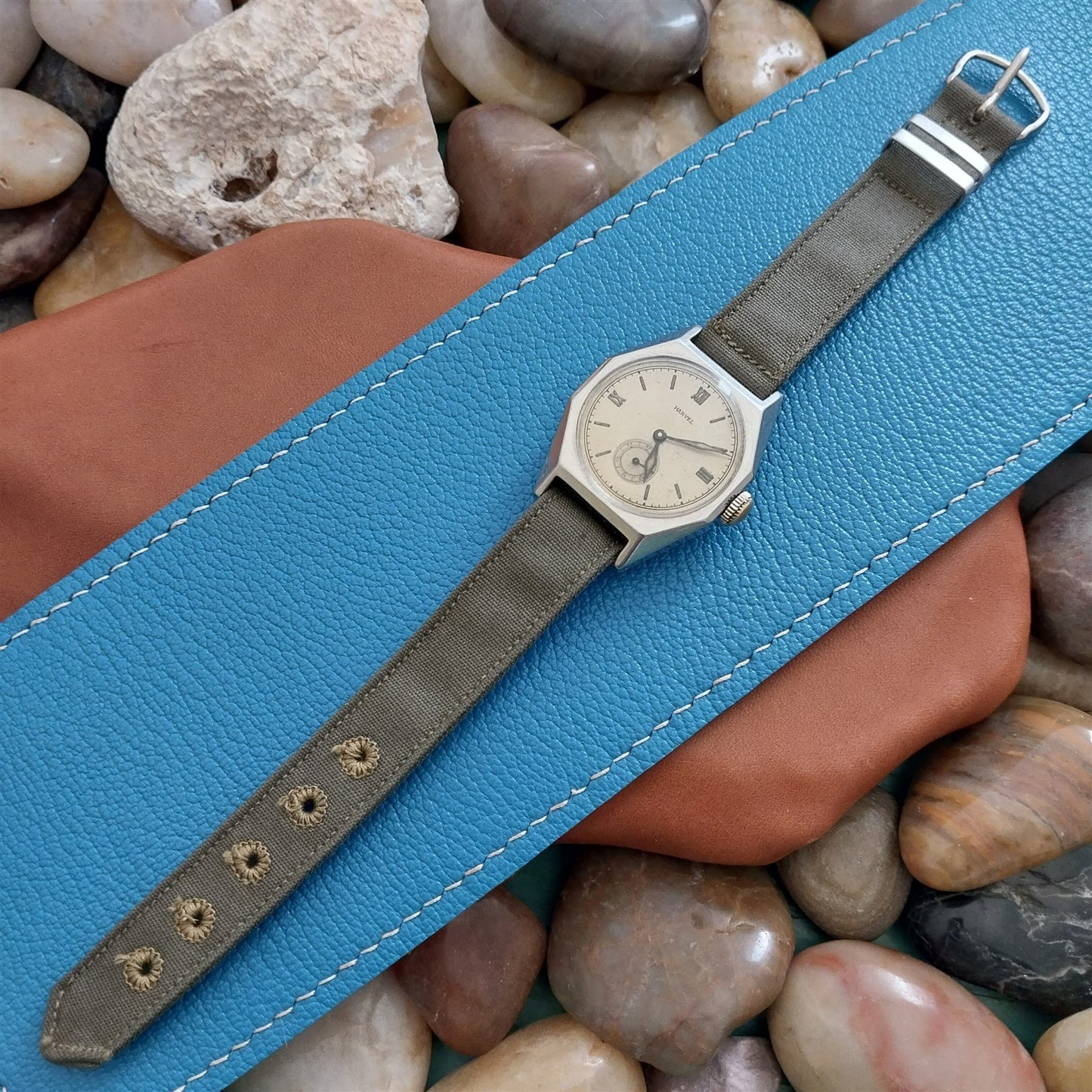 Vintage Single Pass 14mm OD Green Service Canvas 1940s WWII Unused Watch Band