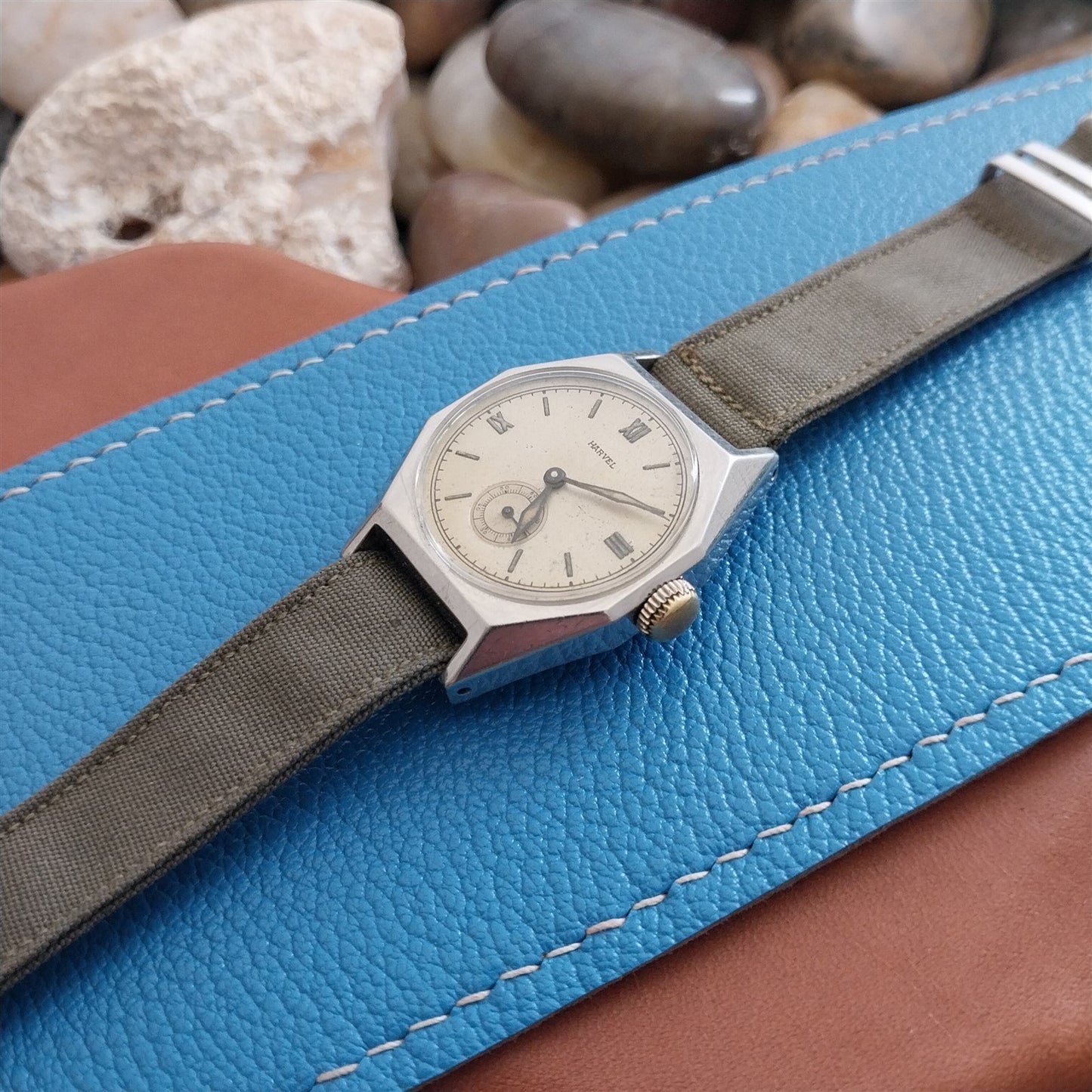 Vintage Single Pass 14mm OD Green Service Canvas 1940s WWII Unused Watch Band
