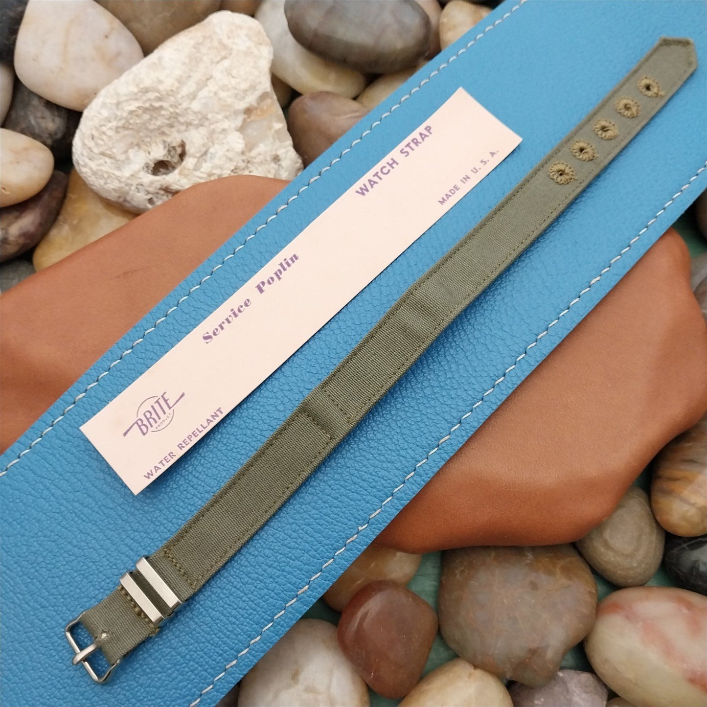 Vintage 1/2" Army Green 1940s Canvas WWII Military Single Pass Field Watch Band