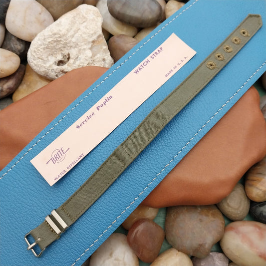 Vintage 1/2" Army Green 1940s Canvas WWII Military Single Pass Field Watch Band