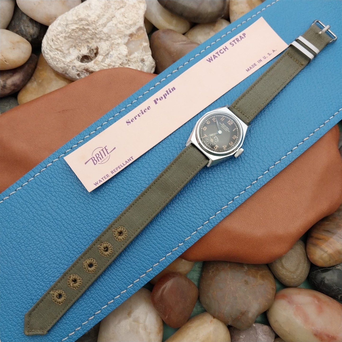 Vintage 1/2" Army Green 1940s Canvas WWII Military Single Pass Field Watch Band