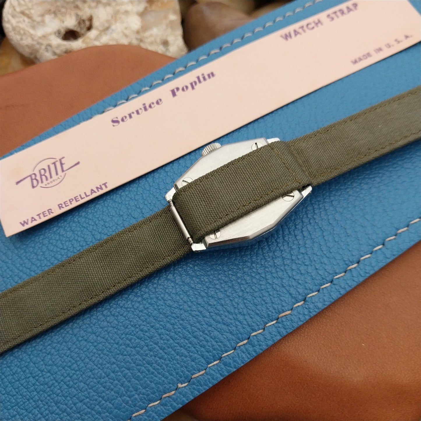 Vintage 1/2" Army Green 1940s Canvas WWII Military Single Pass Field Watch Band