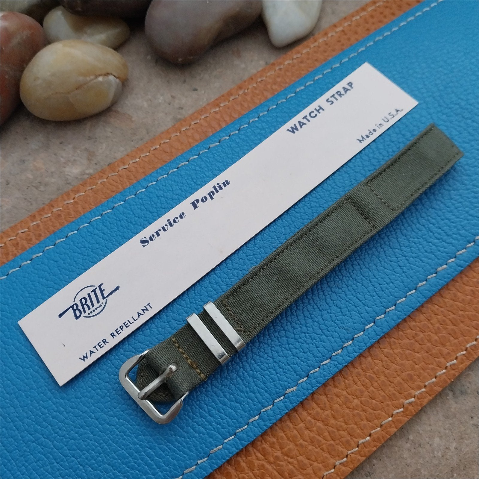 1-Piece 1/2" OD Green Service Poplin Canvas WWII Unused nos Vintage Watch Band