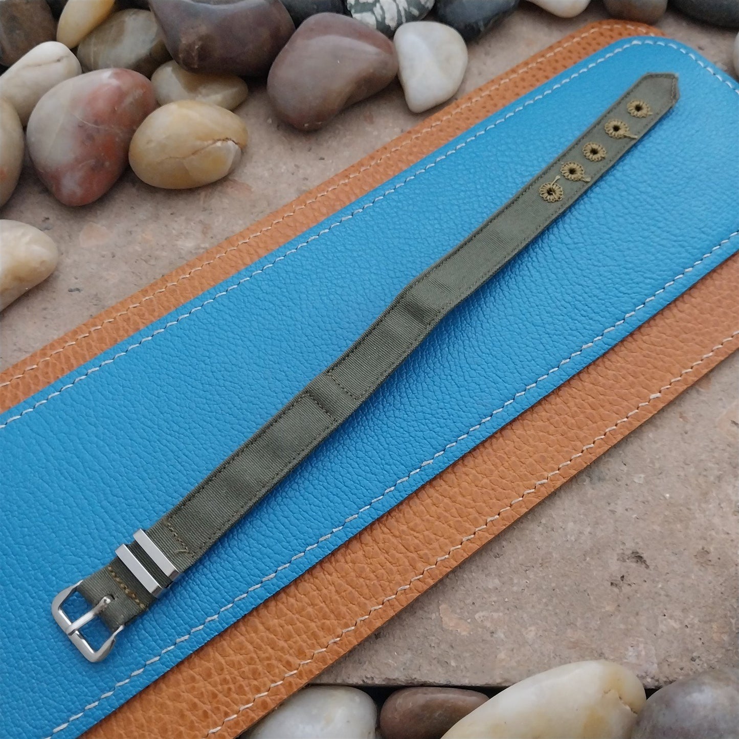 1-Piece 1/2" OD Green Service Poplin Canvas WWII Unused nos Vintage Watch Band