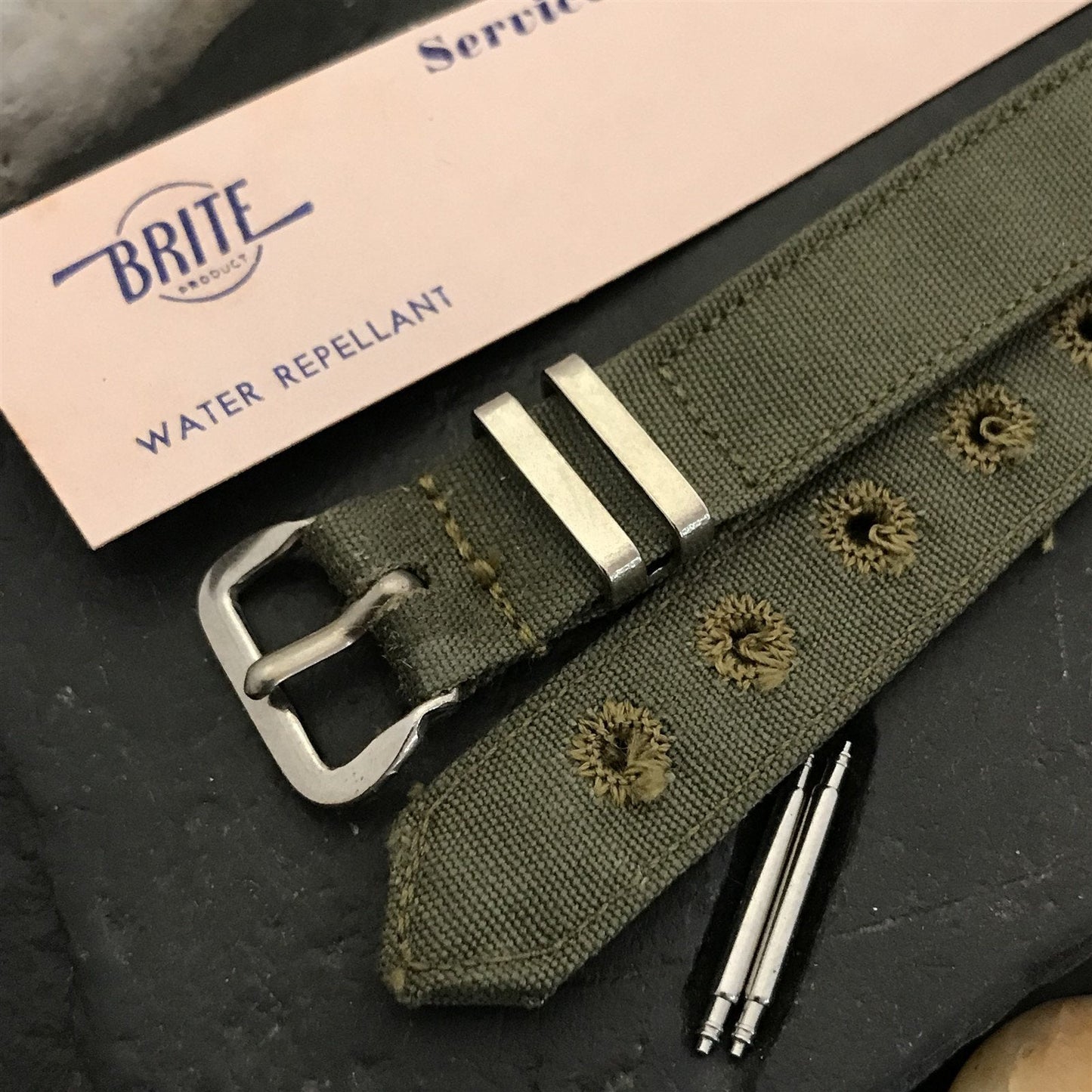 1-Piece 1/2" OD Green Service Poplin Canvas WWII Unused nos Vintage Watch Band