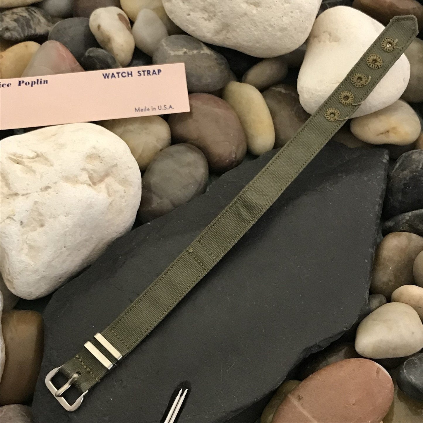 1-Piece 1/2" OD Green Service Poplin Canvas WWII Unused nos Vintage Watch Band