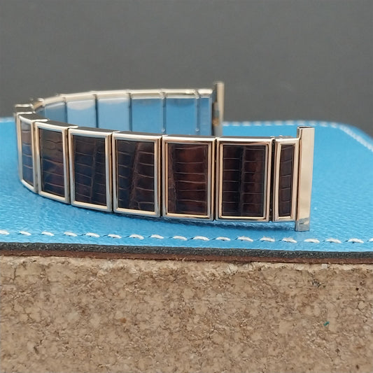 19mm 18mm Gold Filled & Alligator Classic Gemex USA nos 1950s Vintage Watch Band