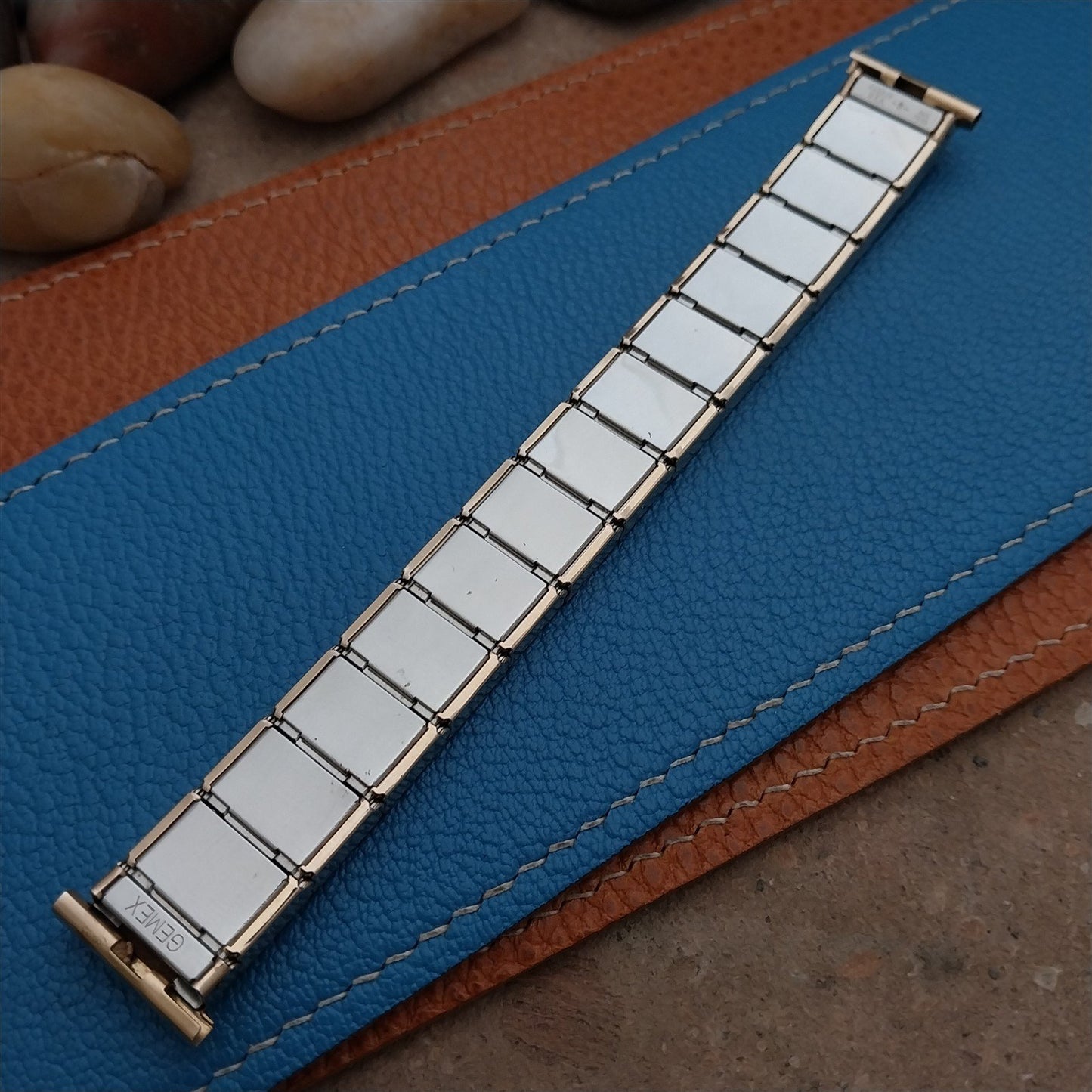 19mm 18mm Gold Filled & Alligator Classic Gemex USA nos 1950s Vintage Watch Band