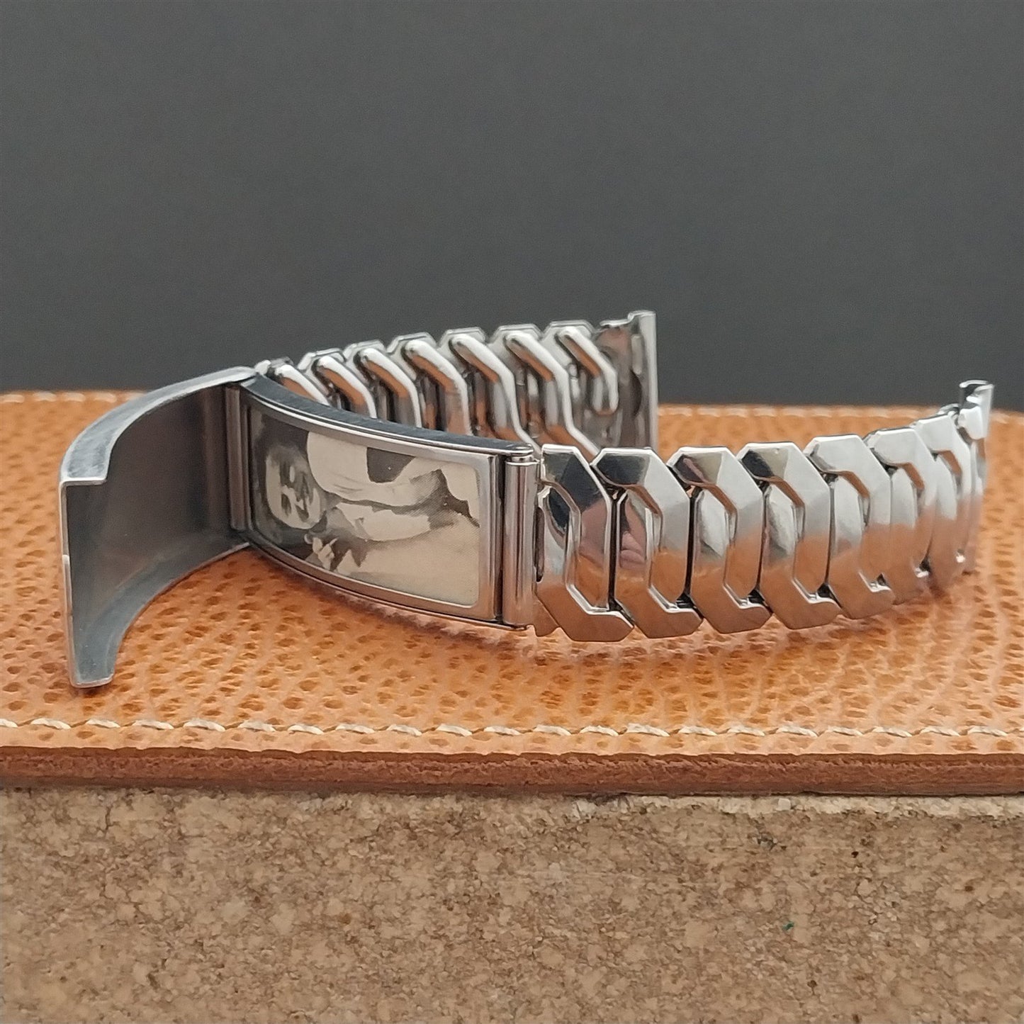 1950s Kestenmade Photo Wide Stainless & Sterling nos Vintage Watch Band