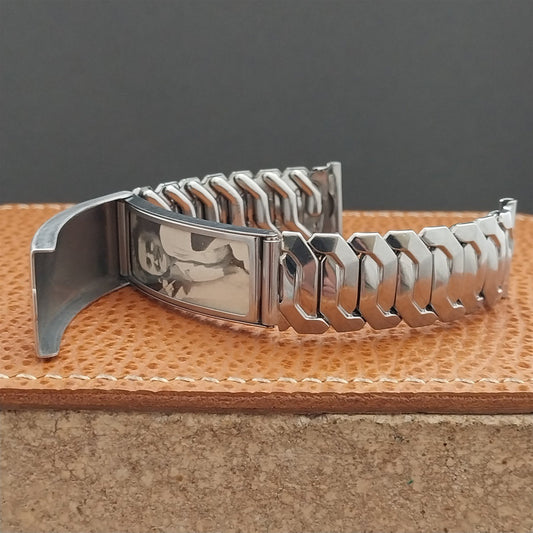1950s Kestenmade Photo Wide Stainless & Sterling nos Vintage Watch Band