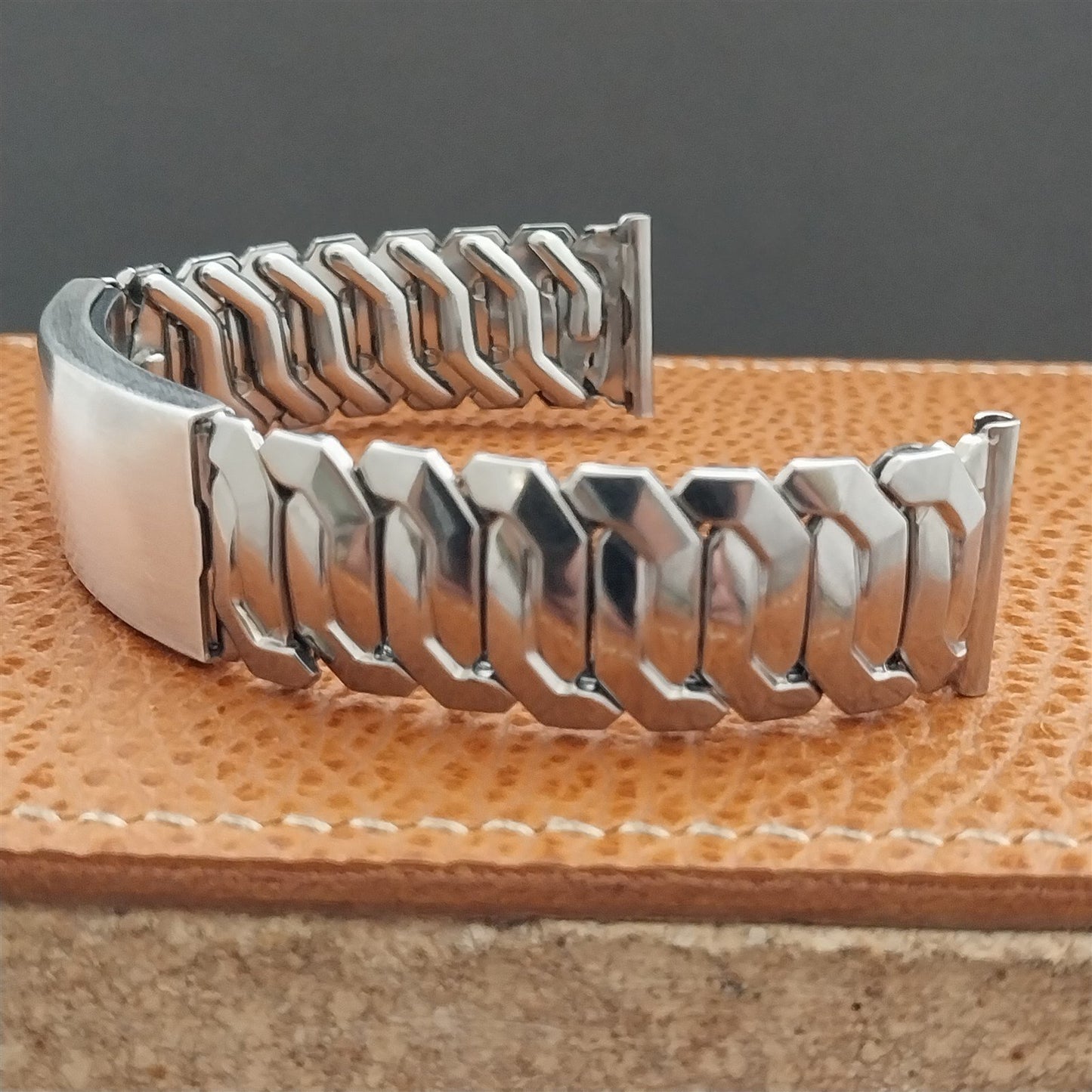 1950s Kestenmade Photo Wide Stainless & Sterling nos Vintage Watch Band