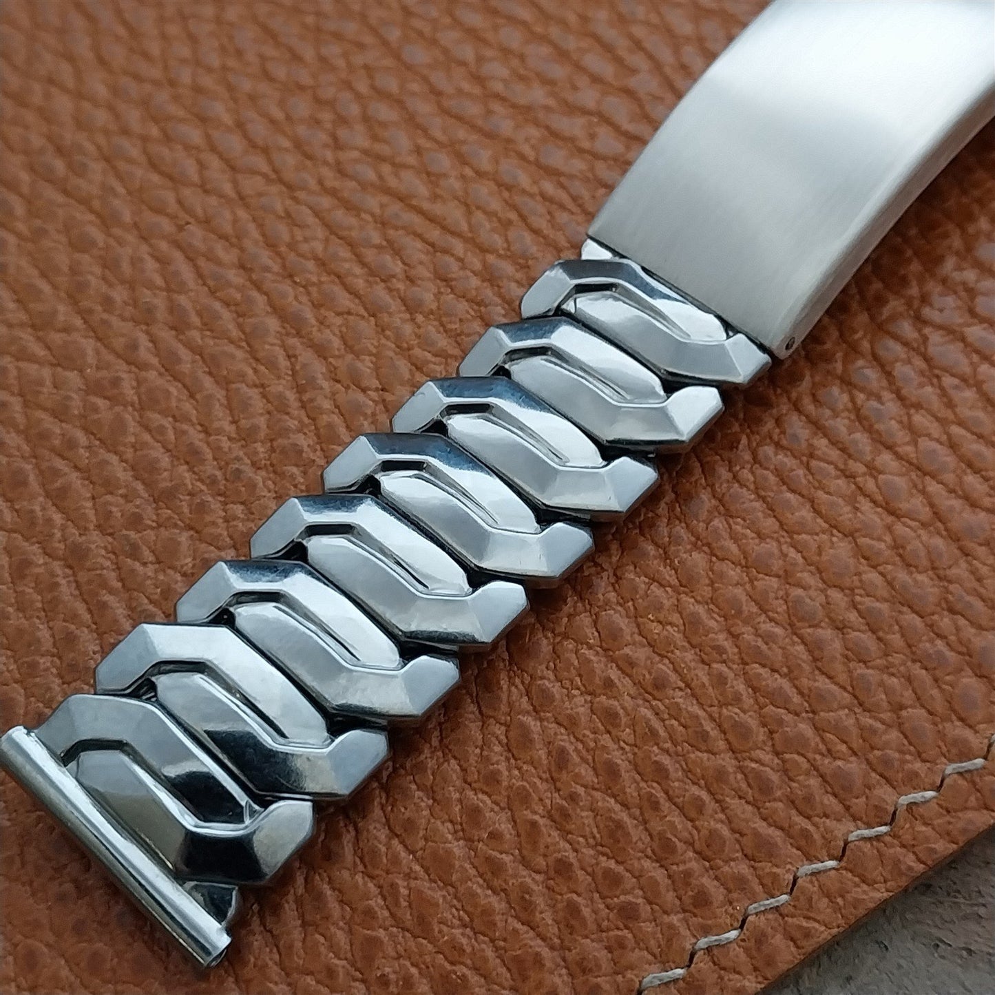 1950s Kestenmade Photo Wide Stainless & Sterling nos Vintage Watch Band