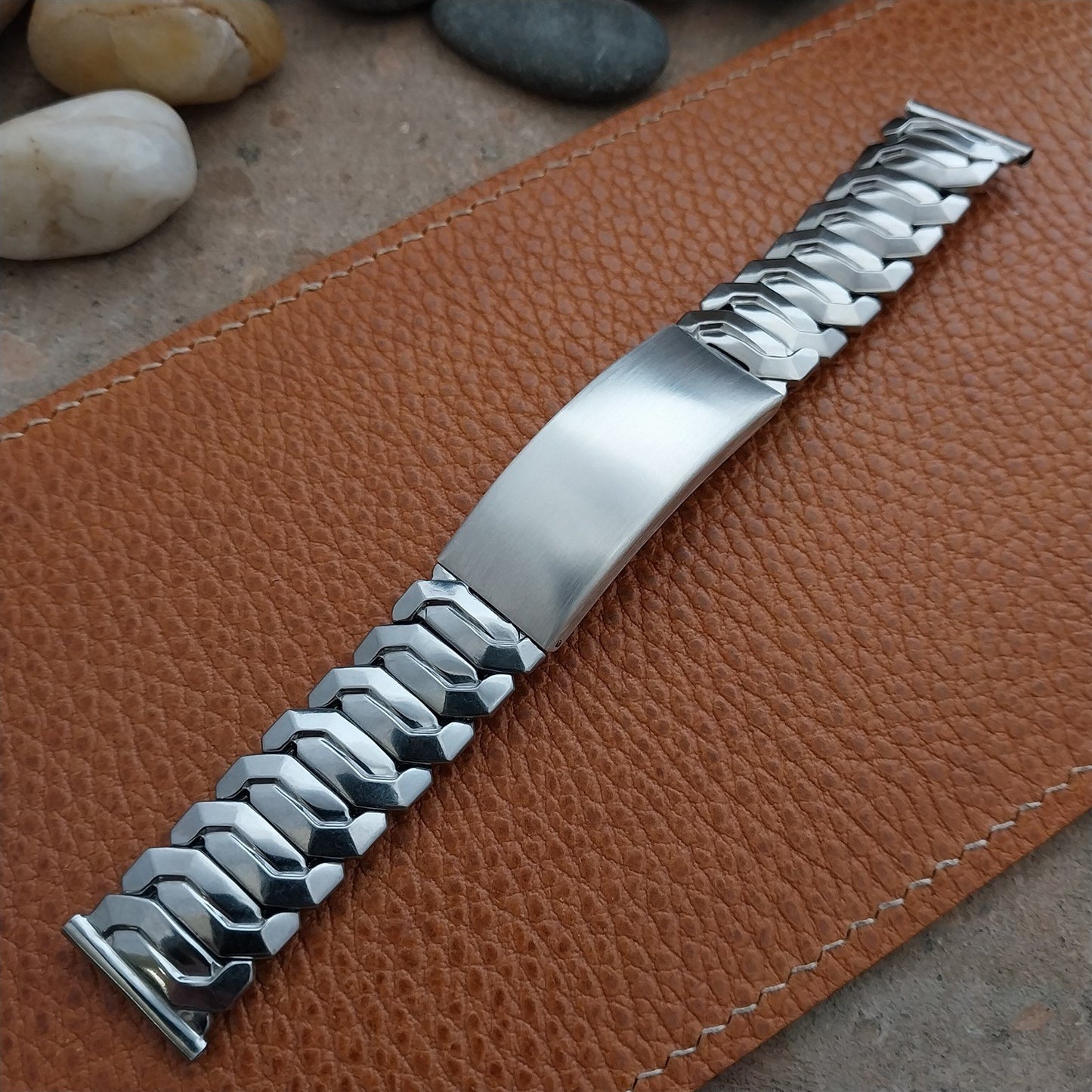 1950s Kestenmade Photo Wide Stainless & Sterling nos Vintage Watch Band