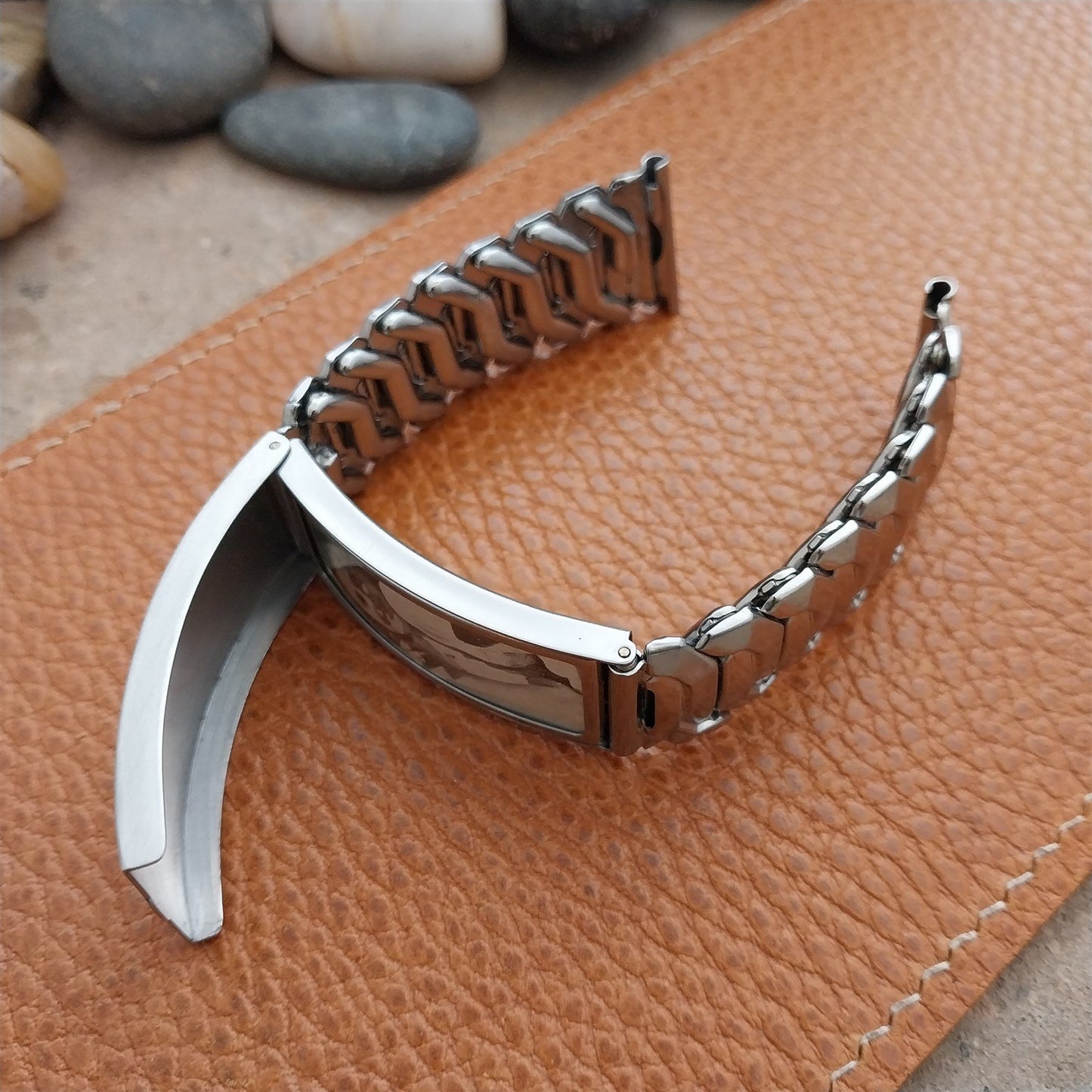 1950s Kestenmade Photo Wide Stainless & Sterling nos Vintage Watch Band