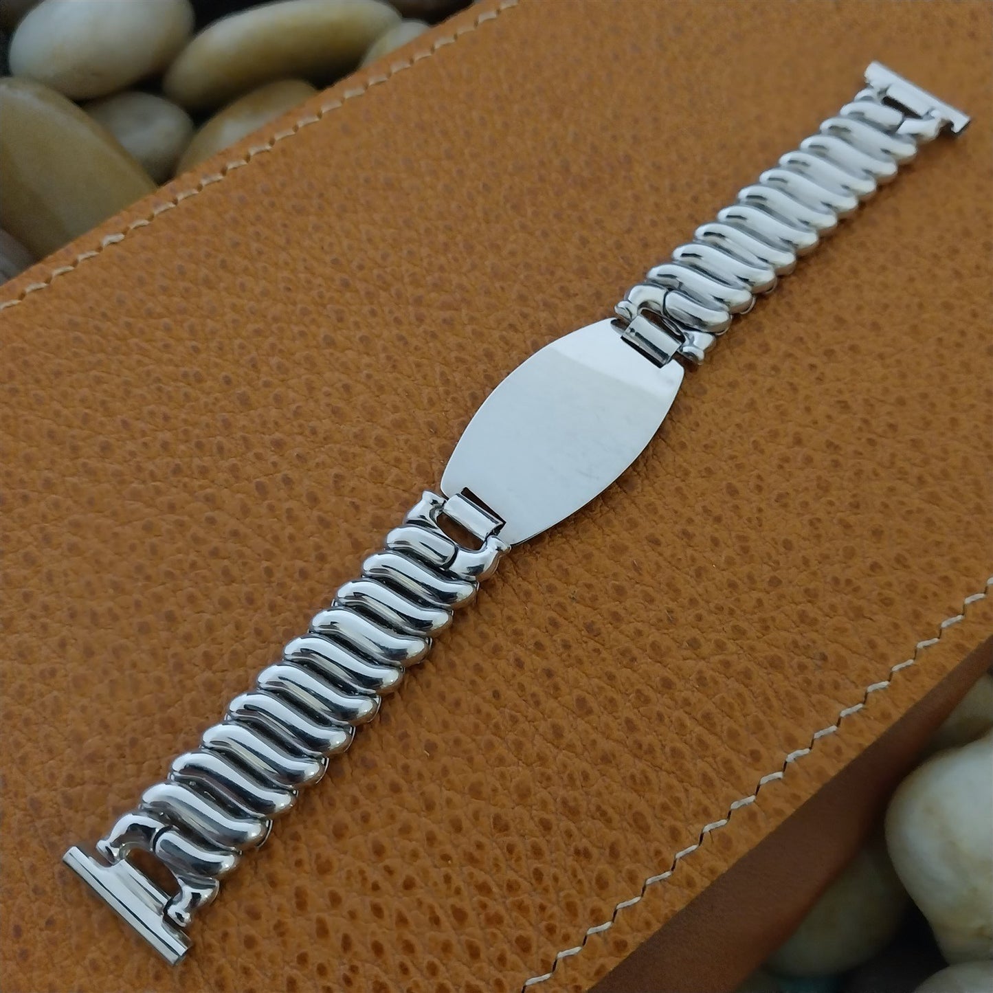 1940s White Gold-Filled 5/8" Kestenmade ID tag Unused Vintage Watch Band